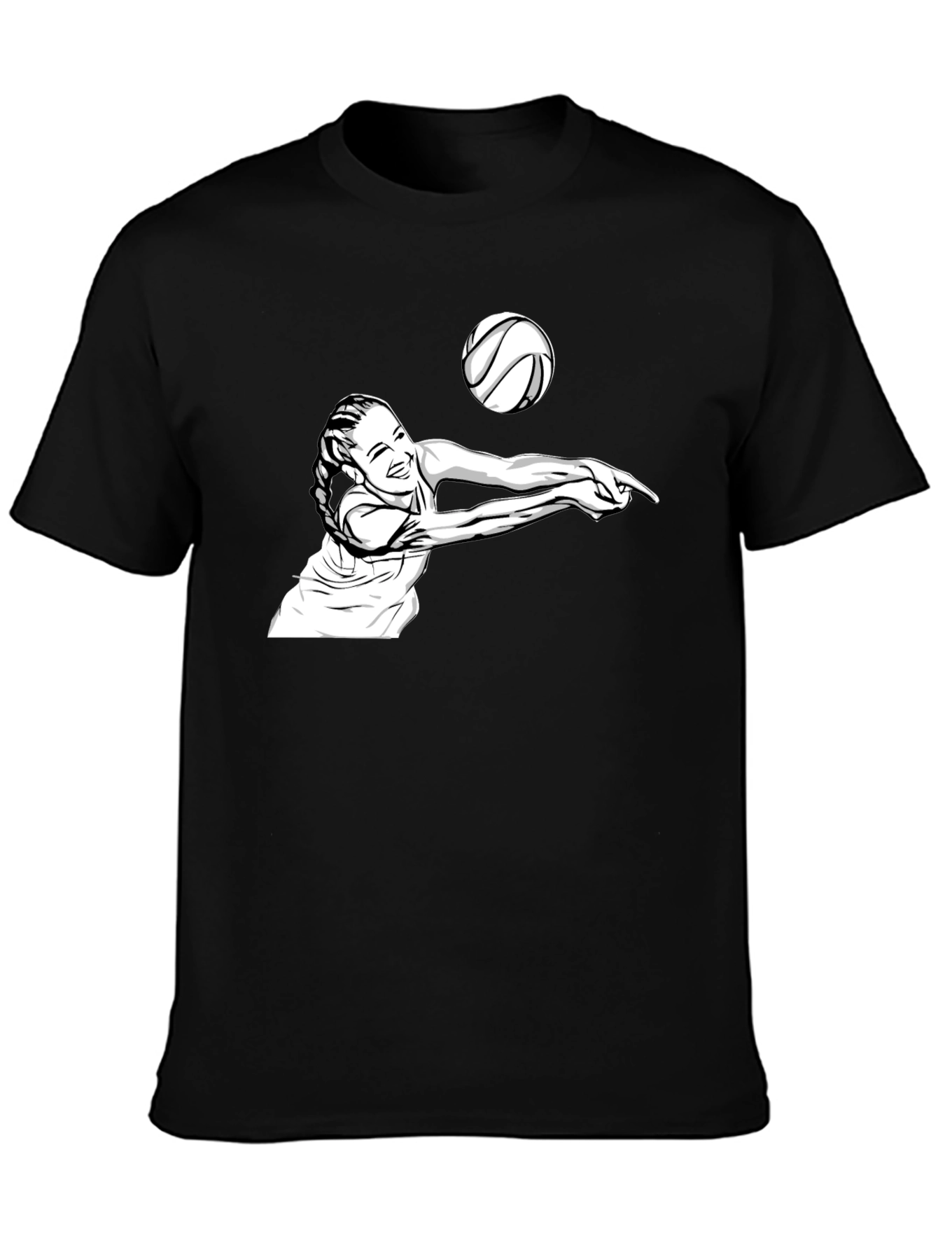 Volleyball Player Graphic Tee - Black