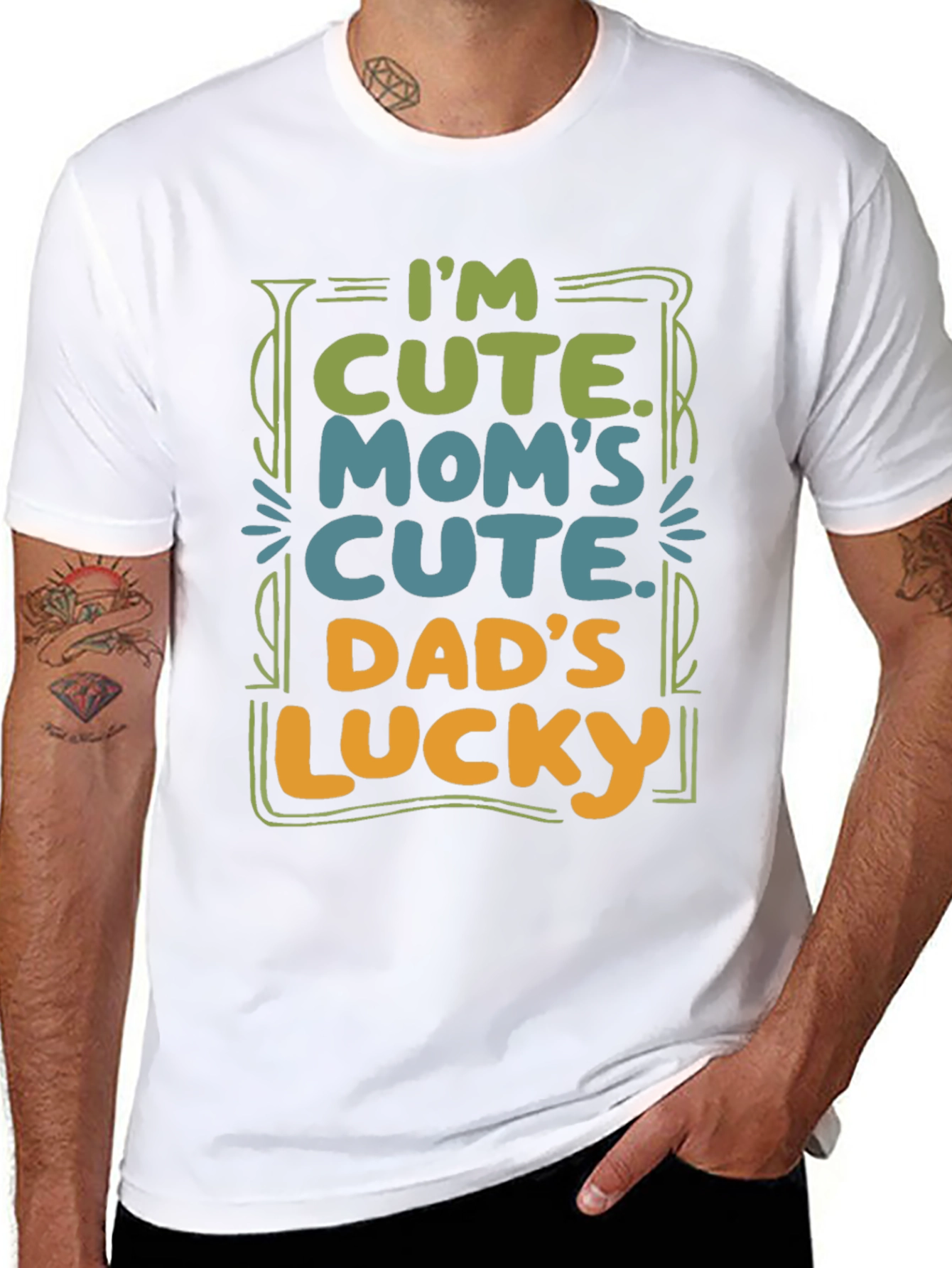 Cute Baby T-Shirt: Im Cute. Moms Cute. Dads Lucky.
