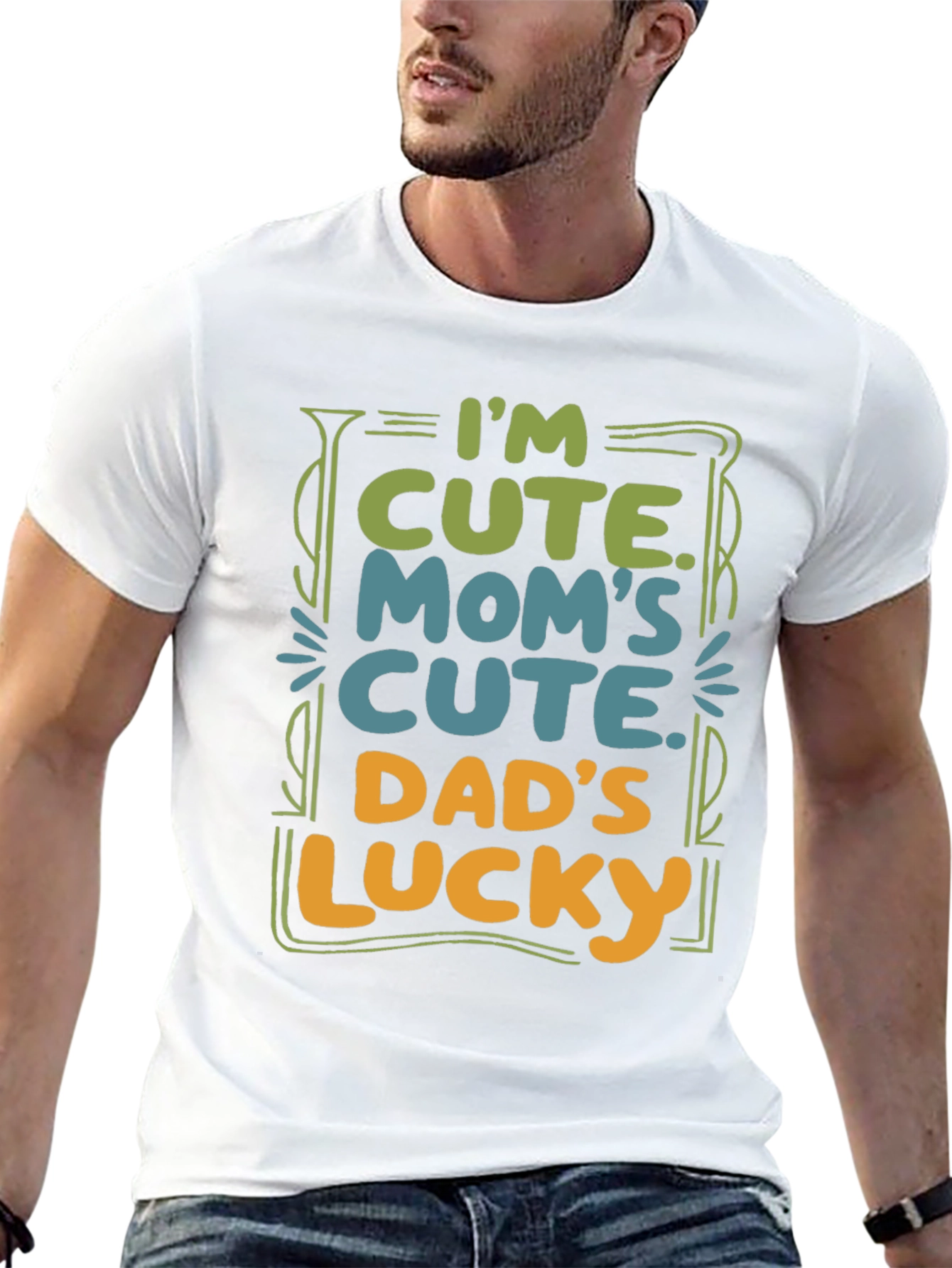 Cute Baby T-Shirt: Im Cute. Moms Cute. Dads Lucky.