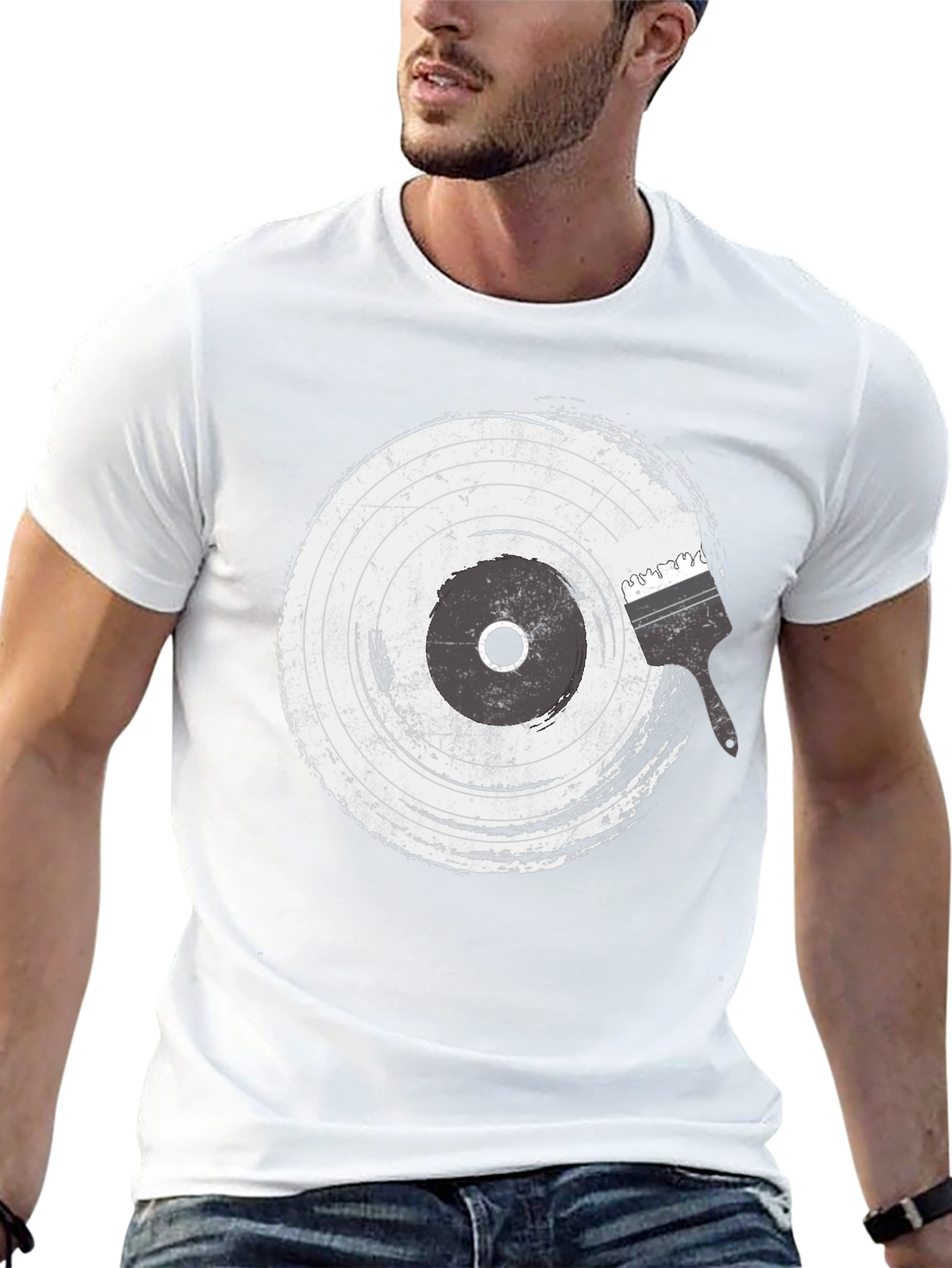Vinyl Record Brush Stroke Graphic T-Shirt