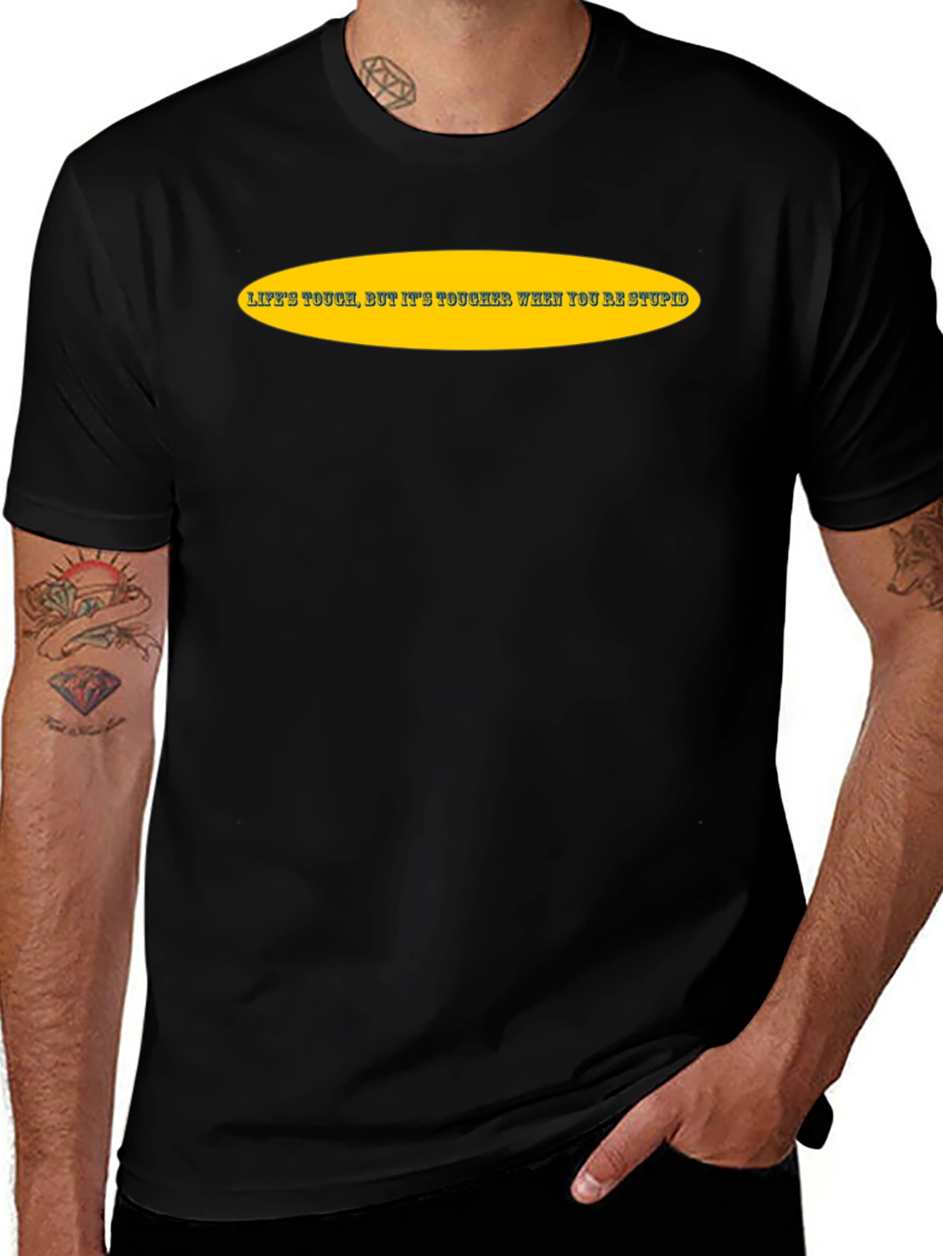Lifes Tough Slogan Tee - Black