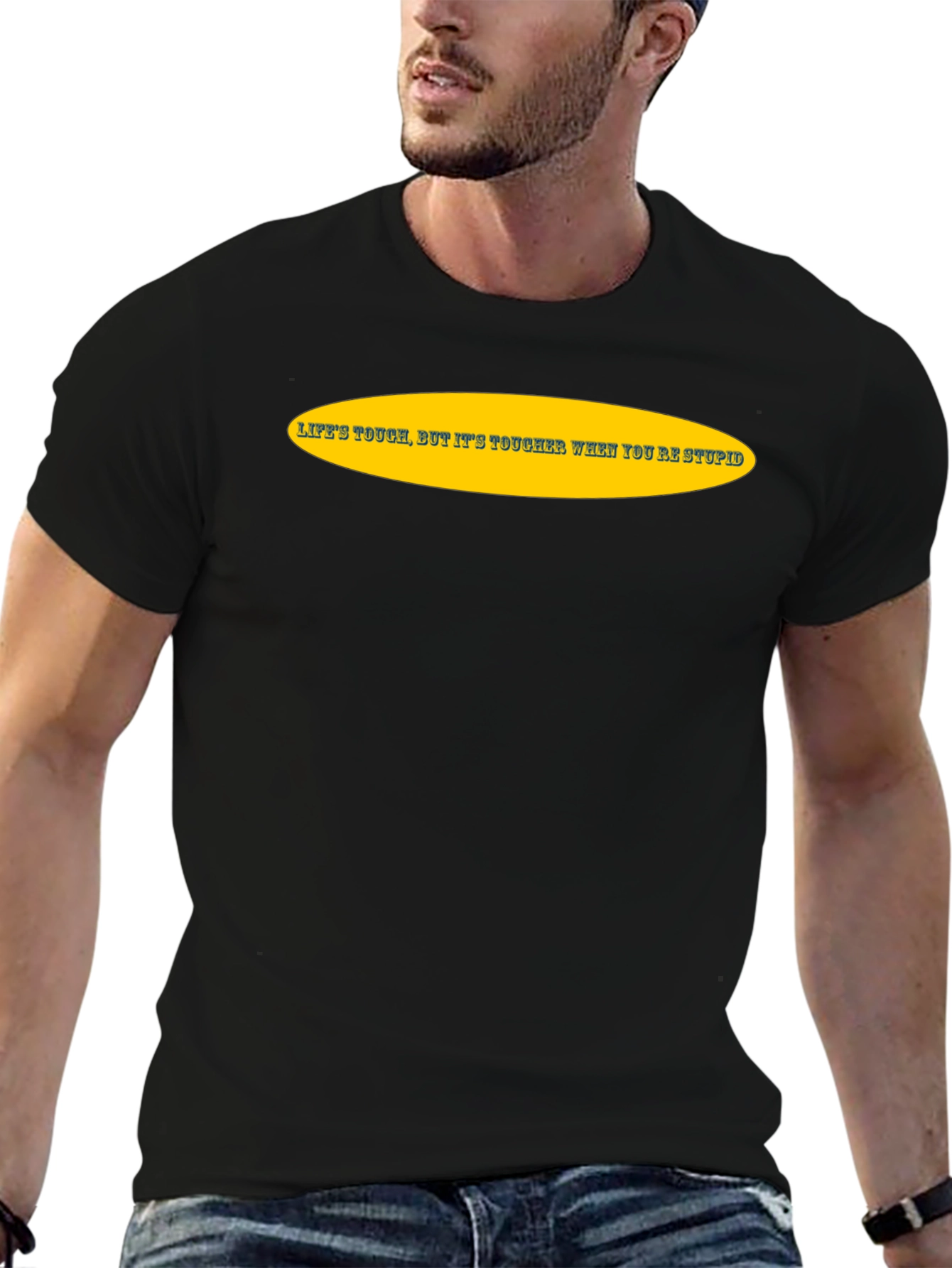 Lifes Tough Slogan Tee - Black