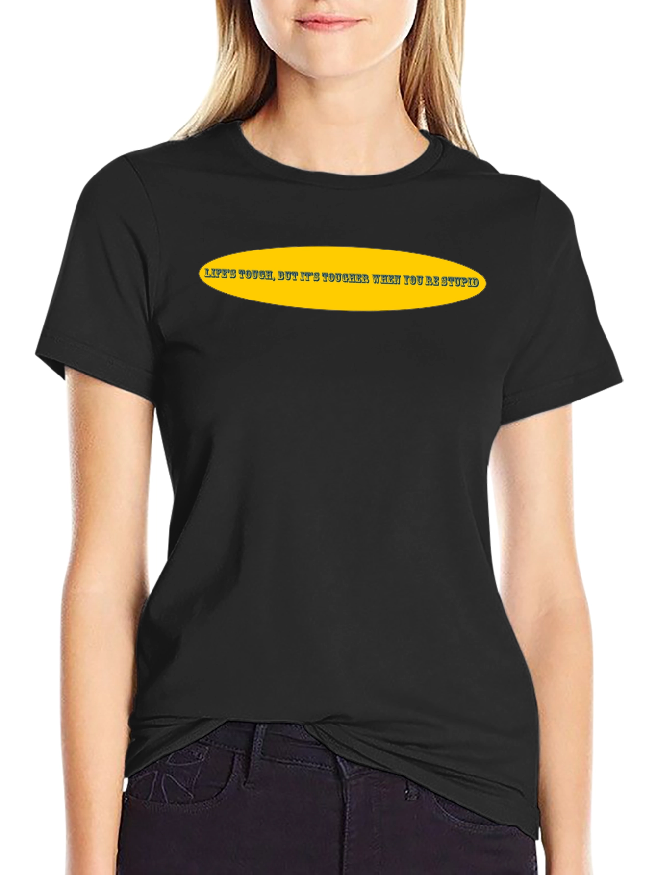 Lifes Tough Slogan Tee - Black