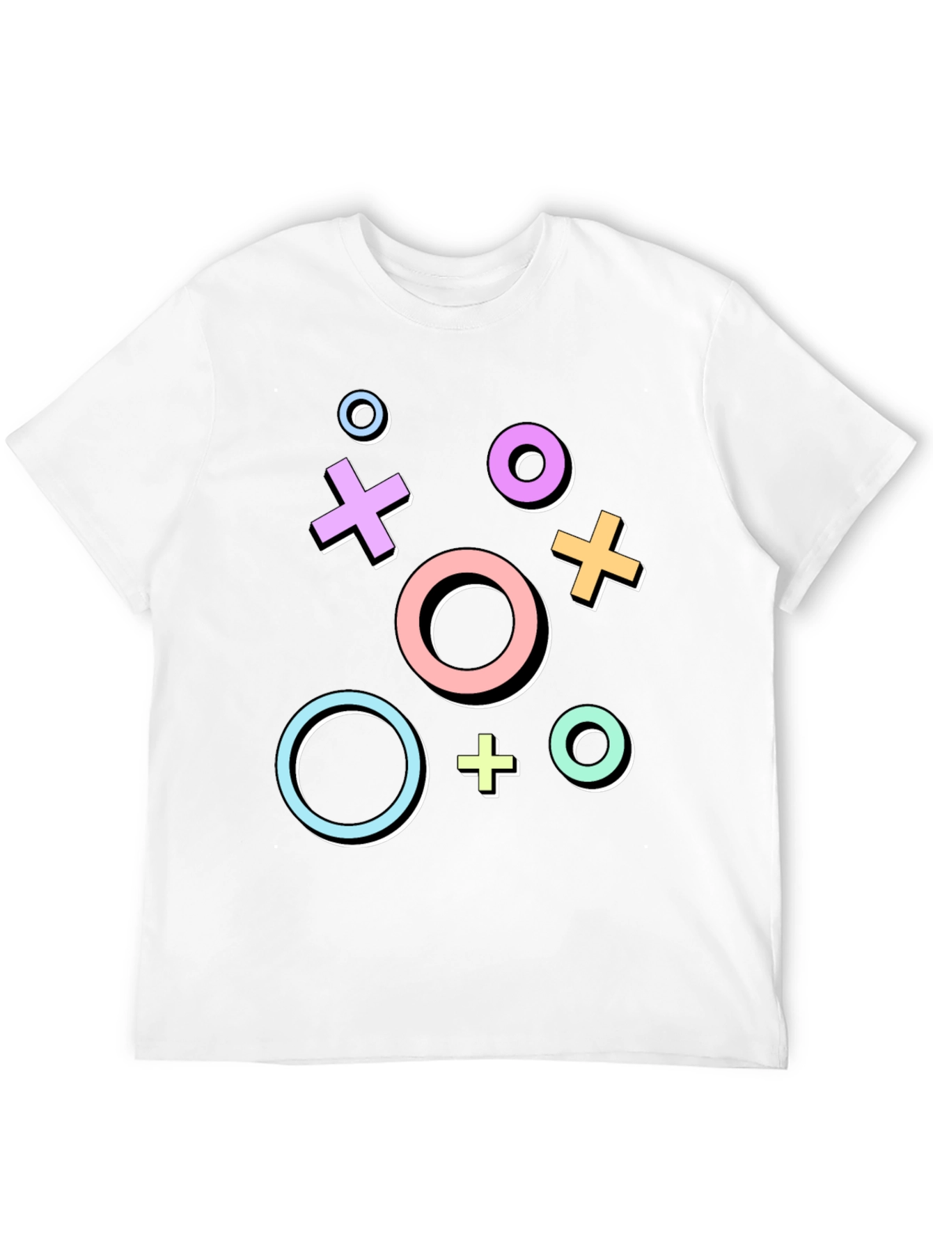 Retro Gaming Symbols Graphic Tee - Black Casual T-Shirt