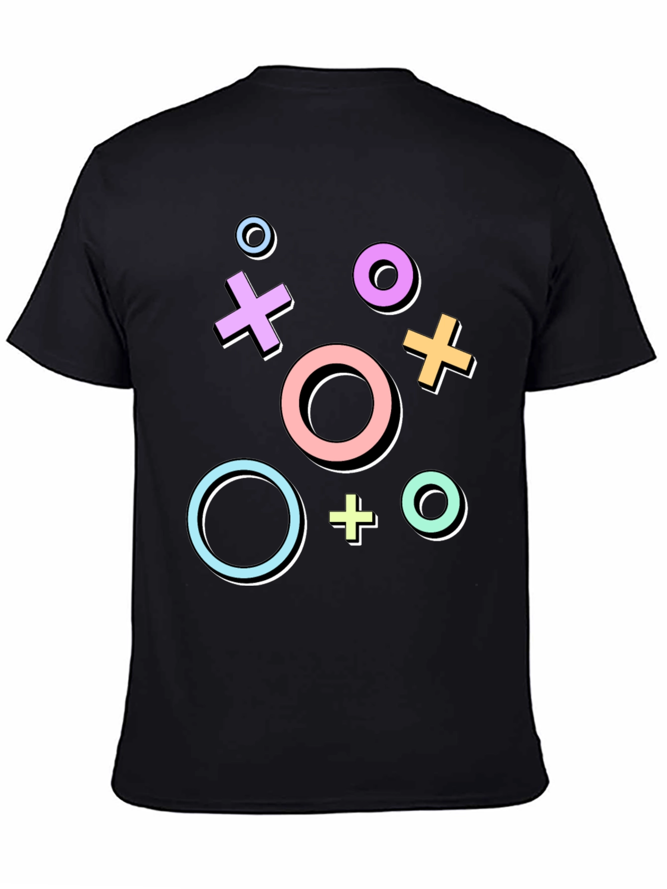 Retro Gaming Symbols Graphic Tee - Black Casual T-Shirt