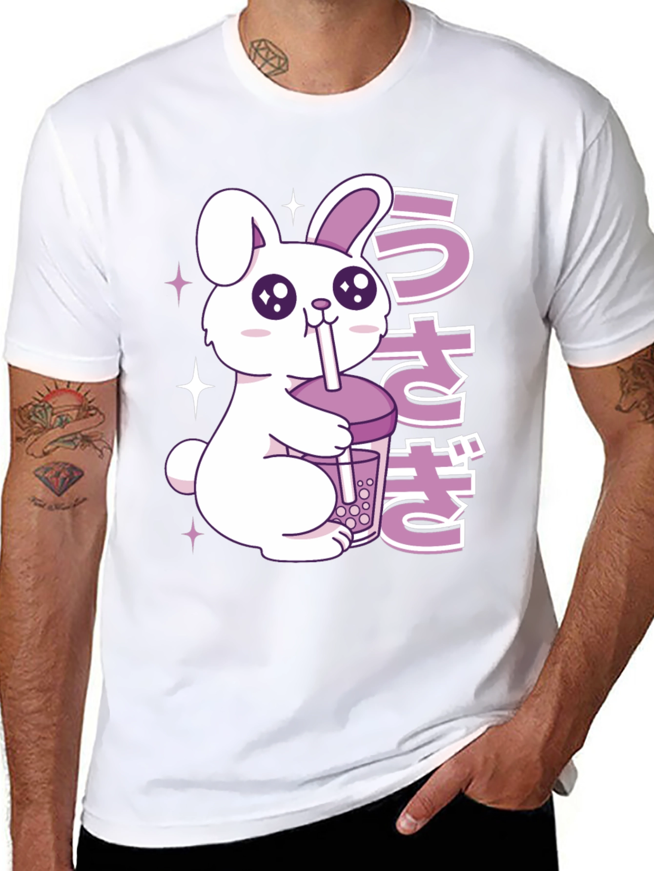 Kawaii Rabbit Boba Tea Graphic T-Shirt