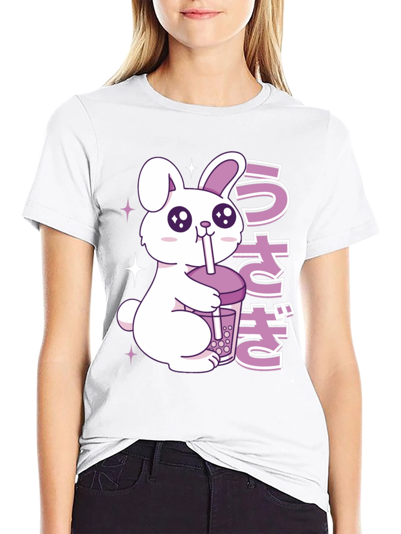 Kawaii Rabbit Boba Tea Graphic T-Shirt