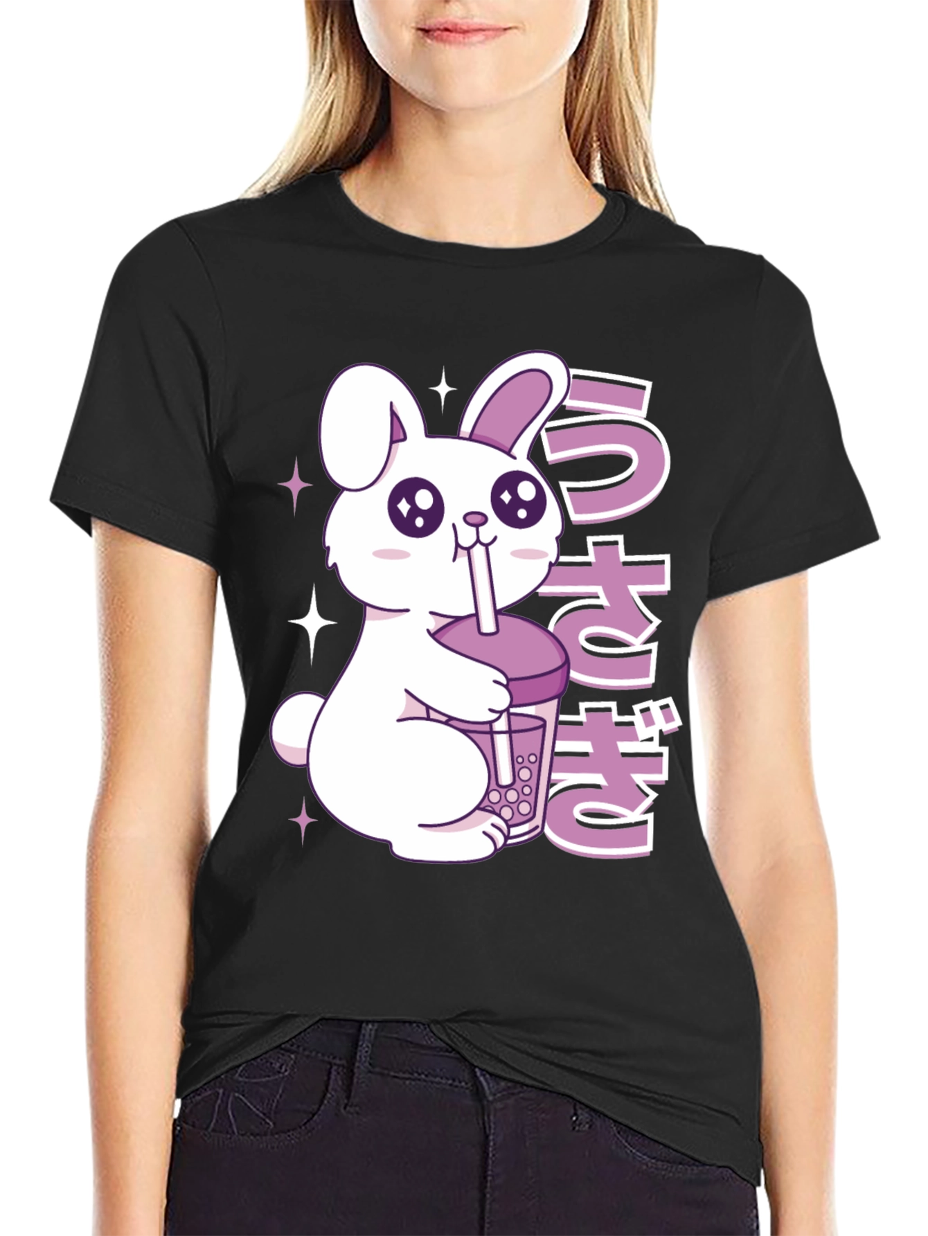 Kawaii Rabbit Boba Tea Graphic T-Shirt