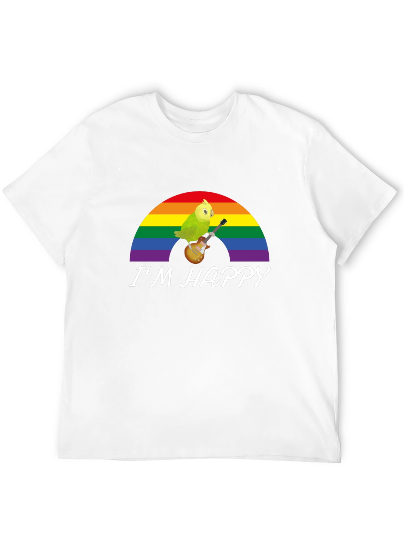 Im Happy Bird Guitar Rainbow Pride T-Shirt