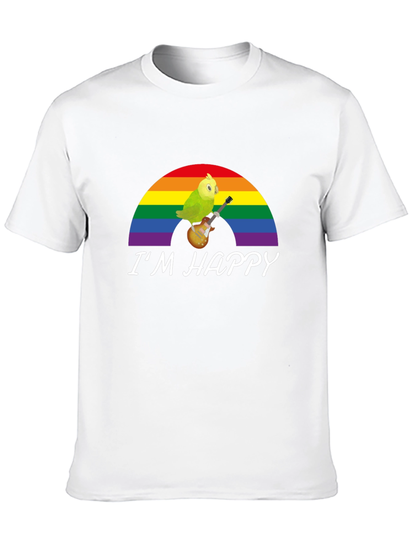 Im Happy Bird Guitar Rainbow Pride T-Shirt