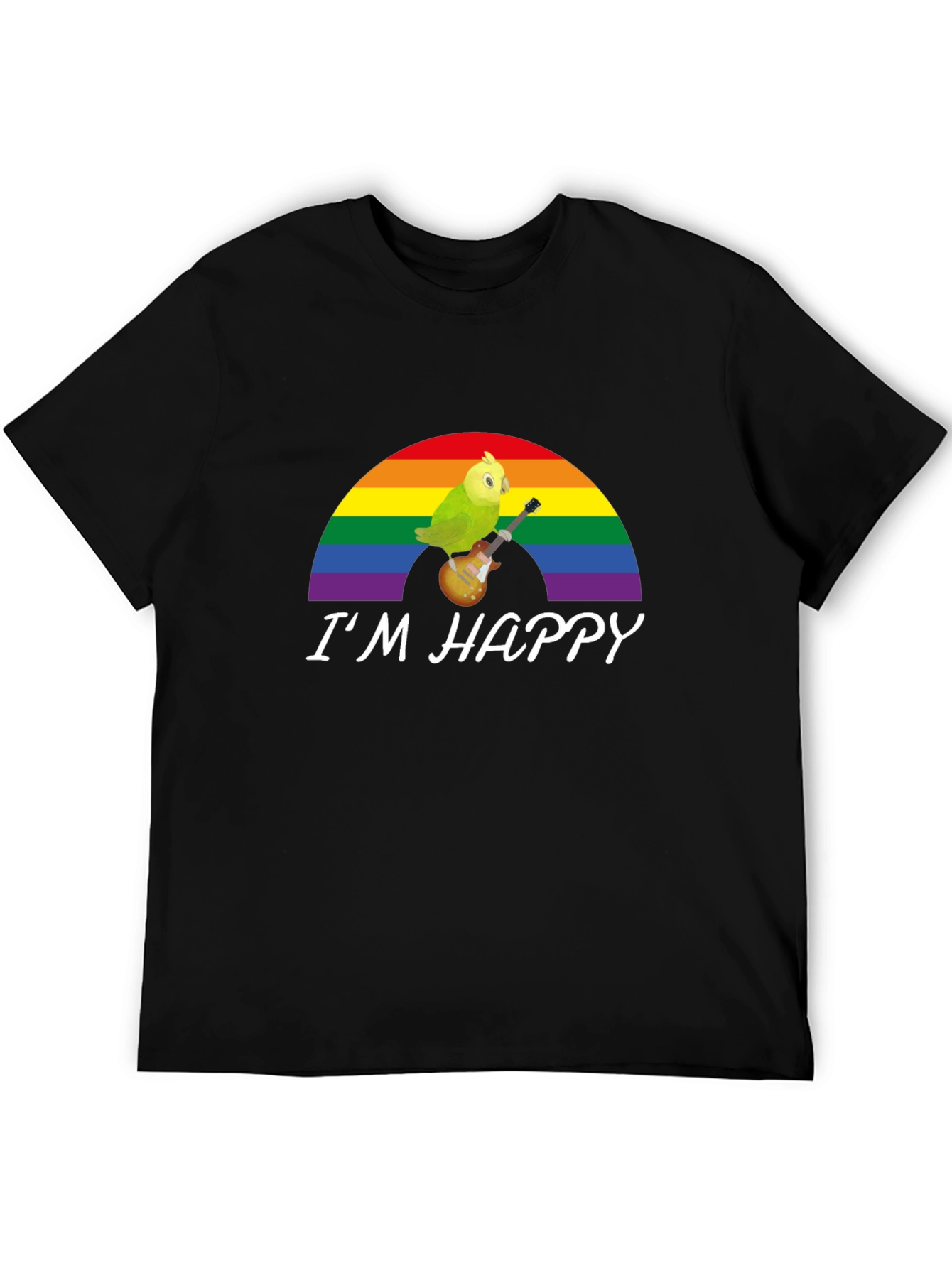 Im Happy Bird Guitar Rainbow Pride T-Shirt