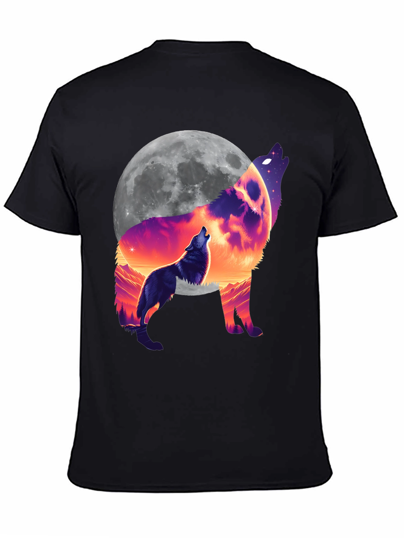 Wolf Moon Graphic T-Shirt - Black Tee