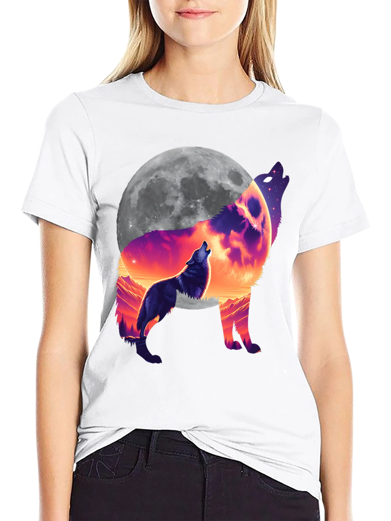 Wolf Moon Graphic T-Shirt - Black Tee