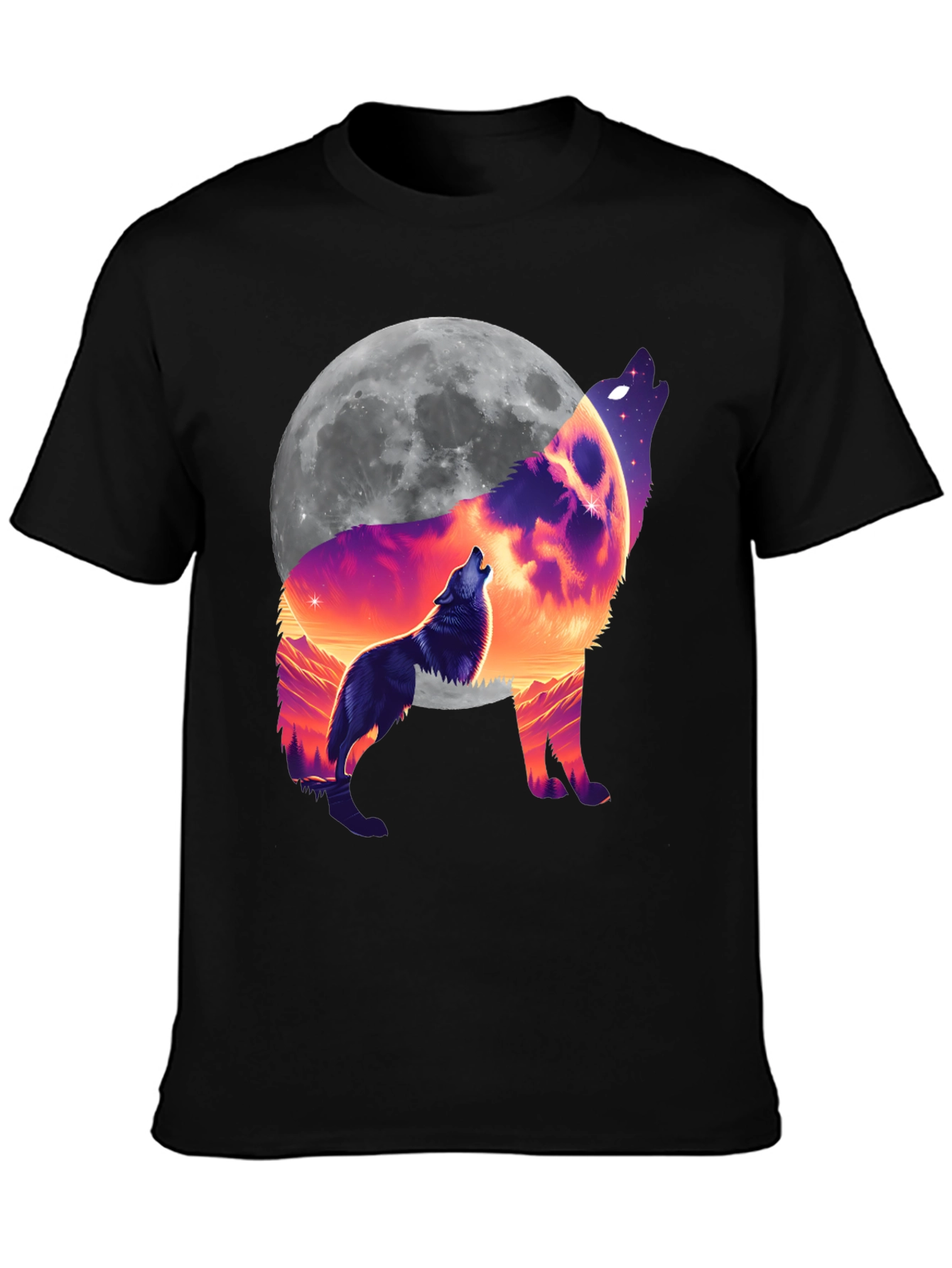 Wolf Moon Graphic T-Shirt - Black Tee