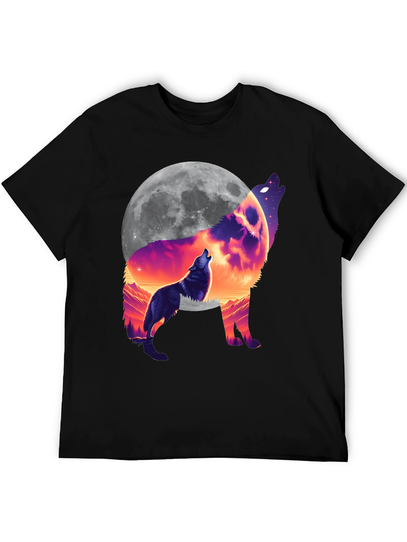 Wolf Moon Graphic T-Shirt - Black Tee