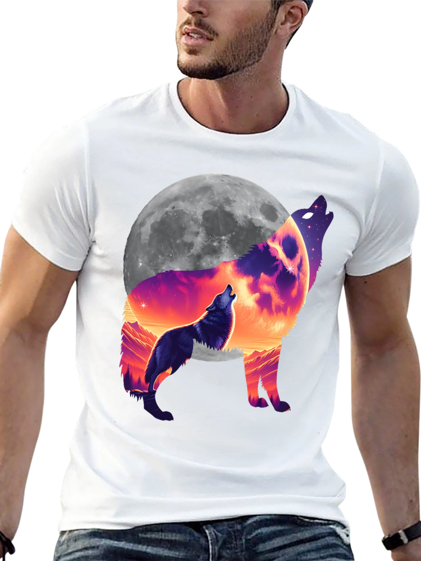 Wolf Moon Graphic T-Shirt - Black Tee