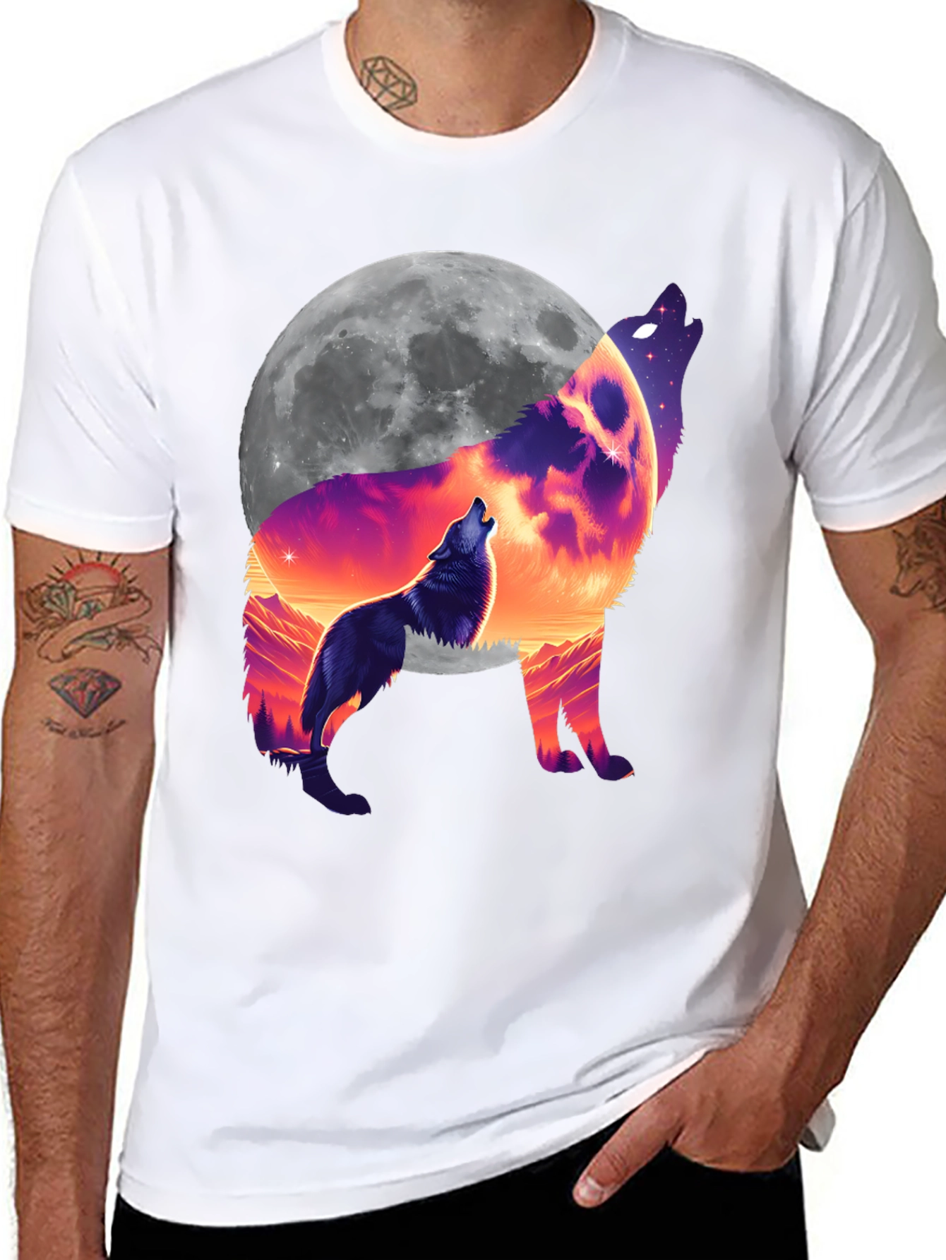 Wolf Moon Graphic T-Shirt - Black Tee