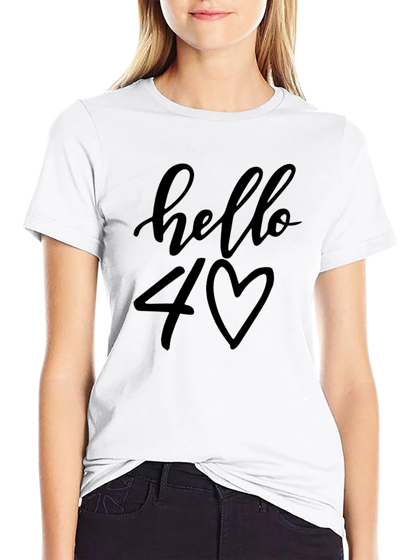 Hello 40 Heart Graphic Tee - Birthday Gift