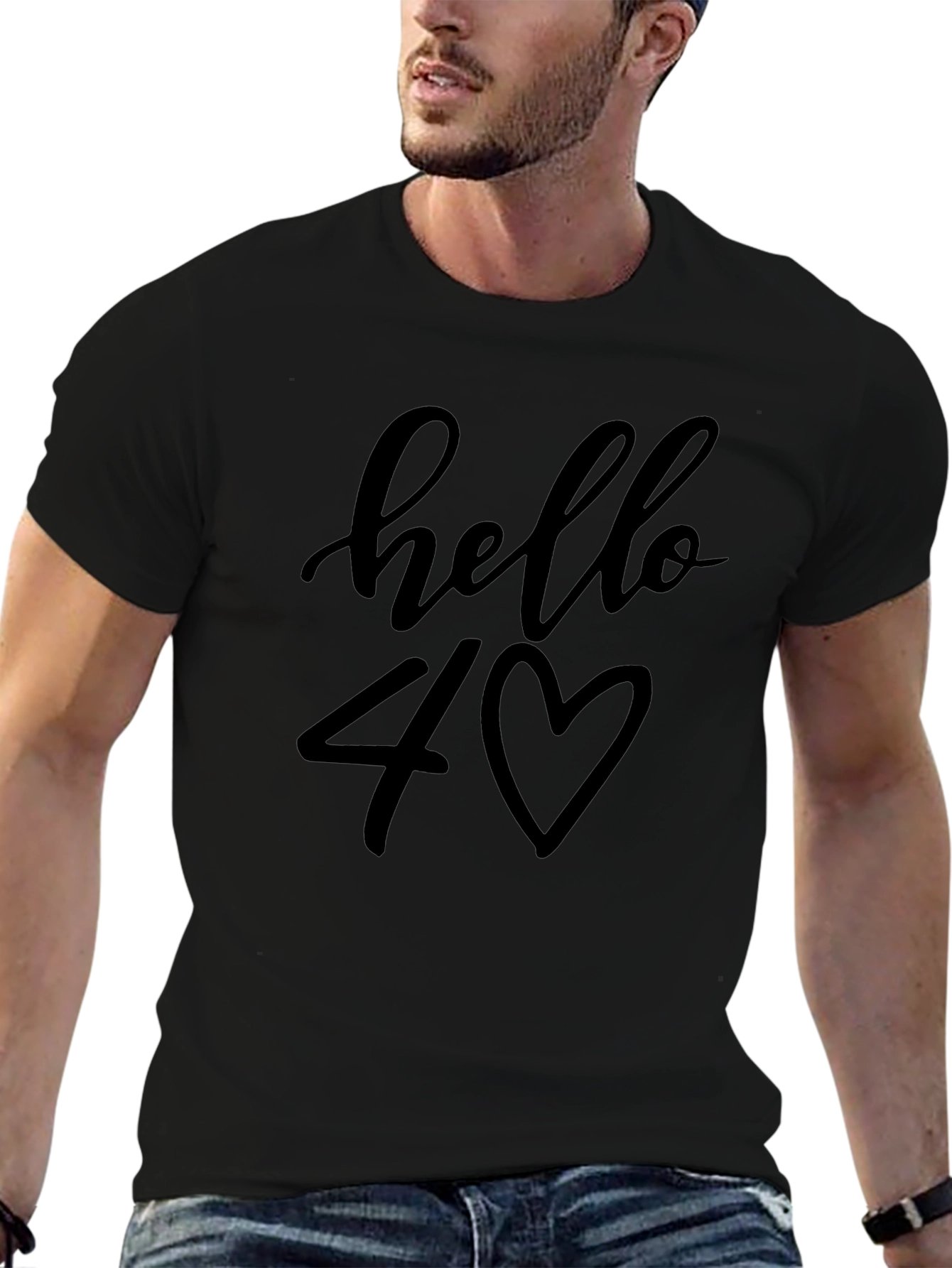 Hello 40 Heart Graphic Tee - Birthday Gift