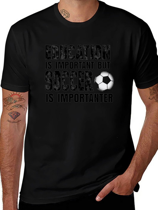 Education Soccer Graphic Tee Black Cotton