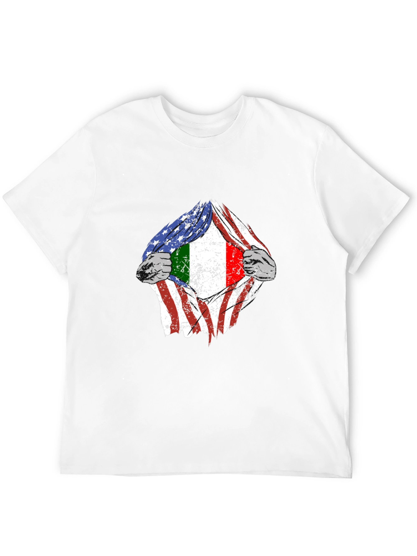 USA Italy Flag Torn T-Shirt