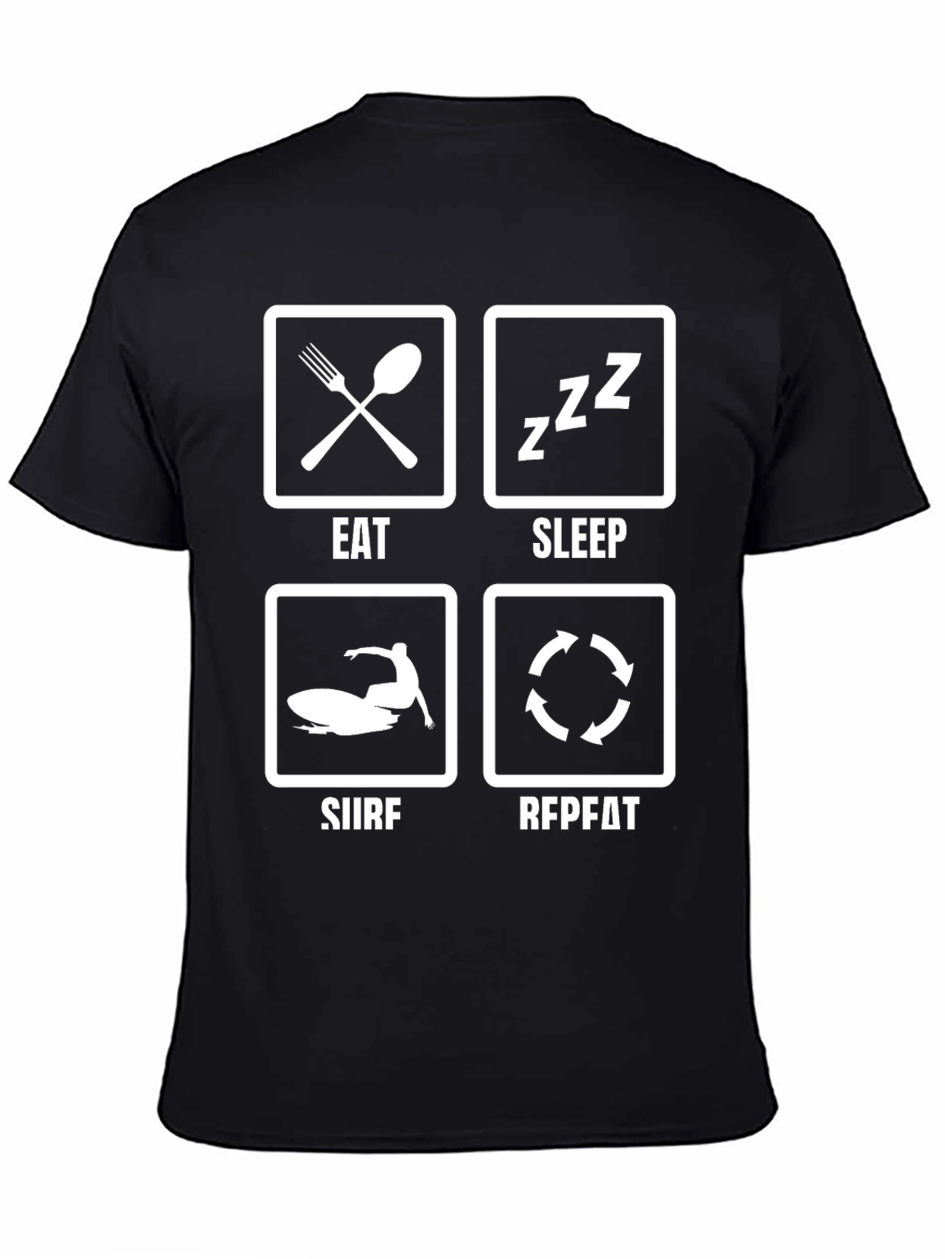 Eat Sleep Surf Repeat T-Shirt - Black Graphic Tee