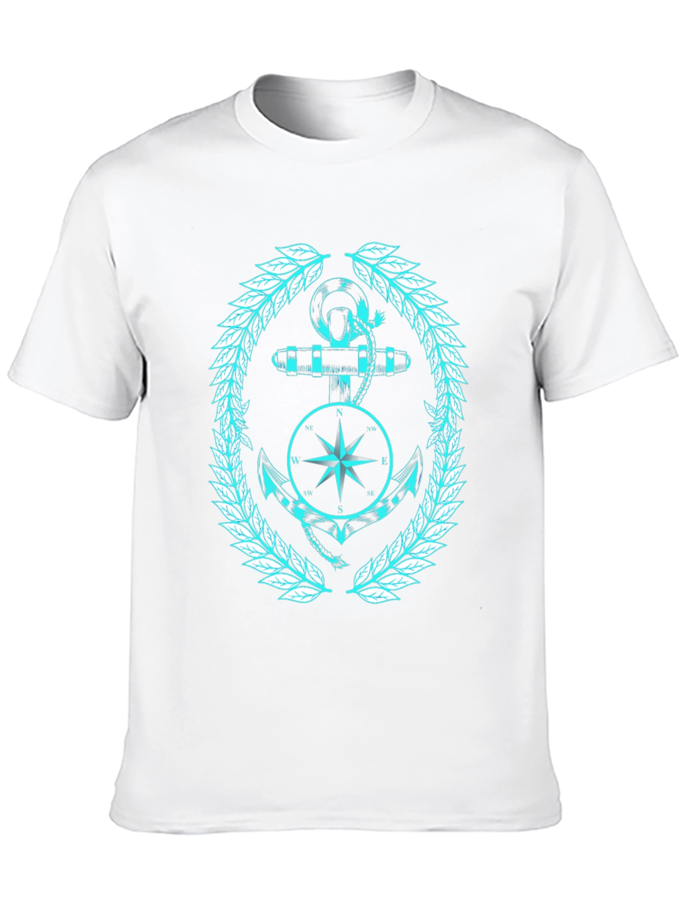 Nautical Anchor & Compass Graphic Black T-Shirt