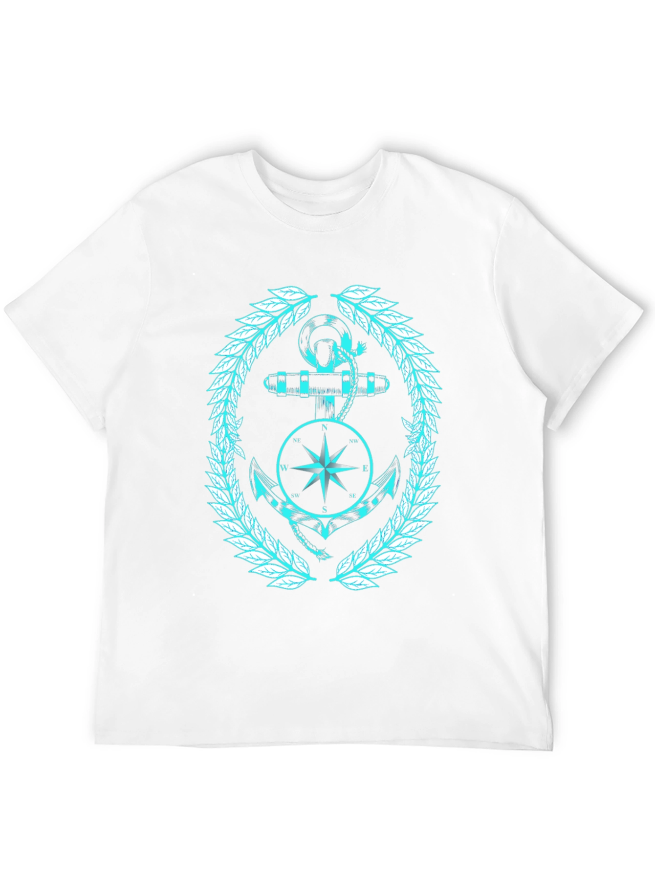 Nautical Anchor & Compass Graphic Black T-Shirt