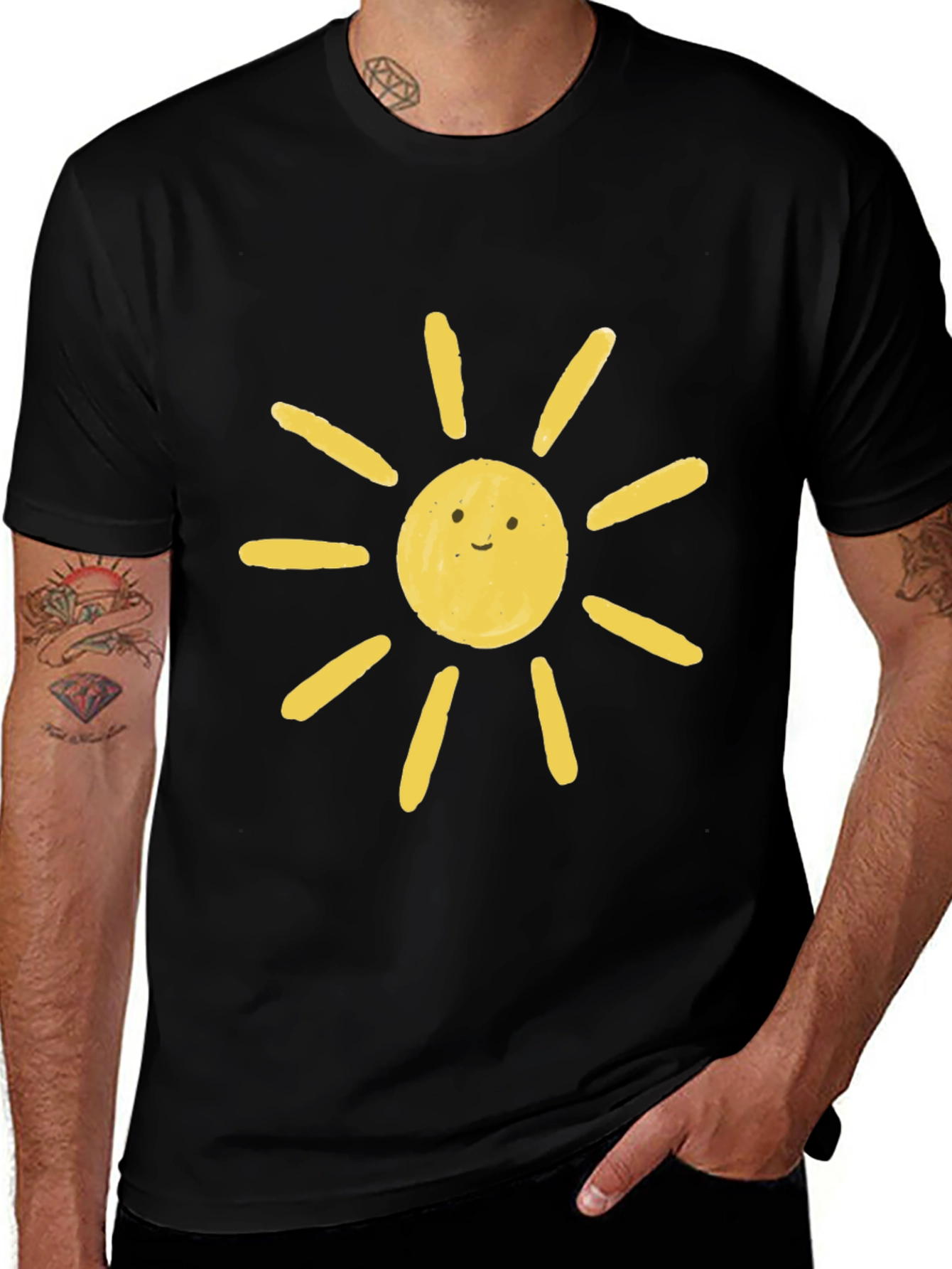 Cute Sun Graphic Black T-Shirt