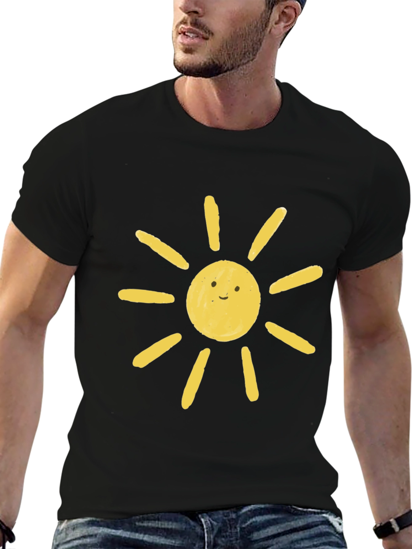 Cute Sun Graphic Black T-Shirt