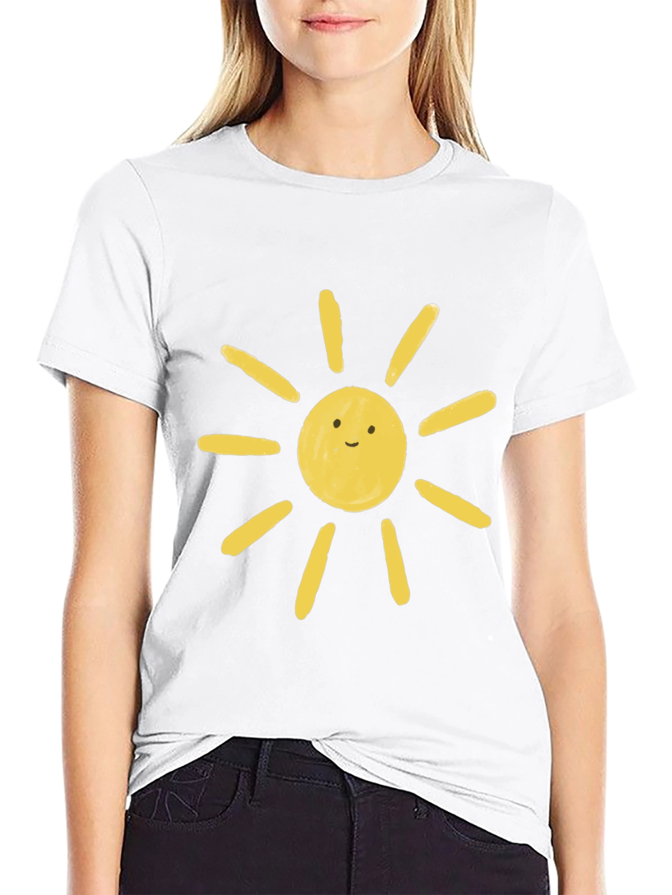 Cute Sun Graphic Black T-Shirt