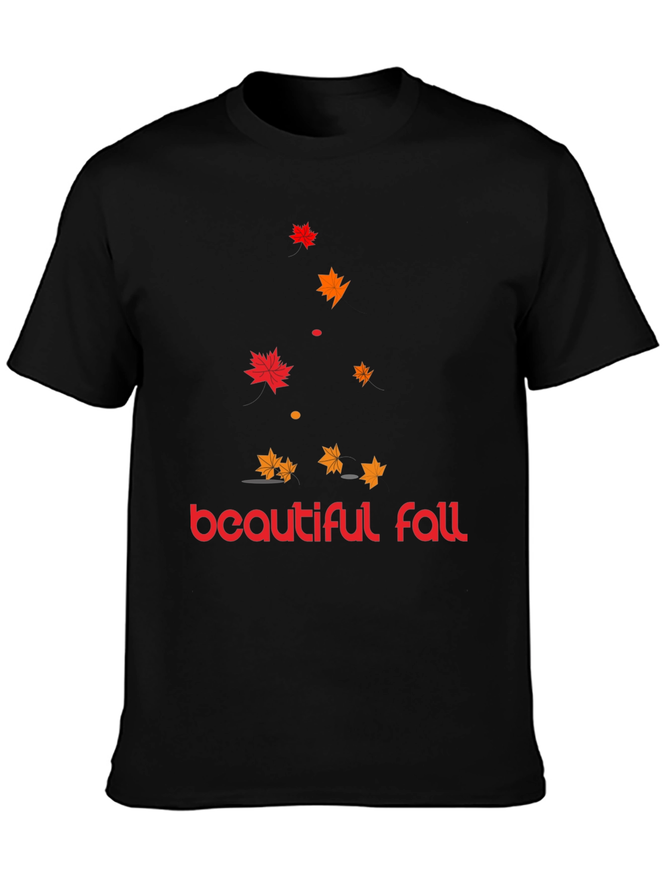 Beautiful Fall Leaves Graphic Tee - Mens Black T-Shirt