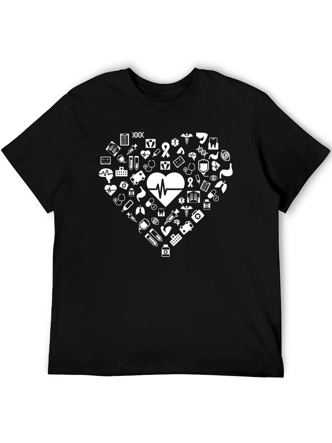 Medical Heart Graphic T-Shirt - Black