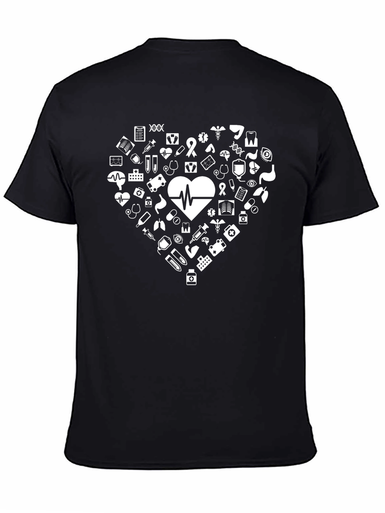 Medical Heart Graphic T-Shirt - Black