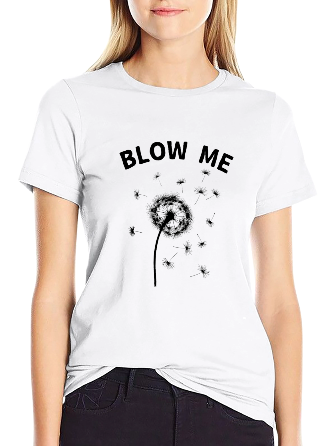 Blow Me Dandelion Black Graphic Tee