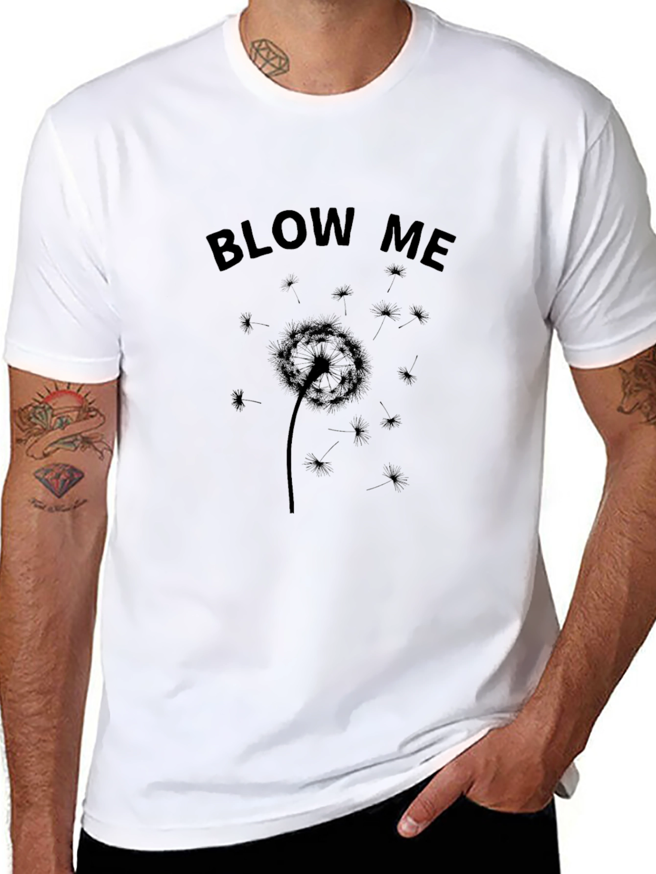 Blow Me Dandelion Black Graphic Tee
