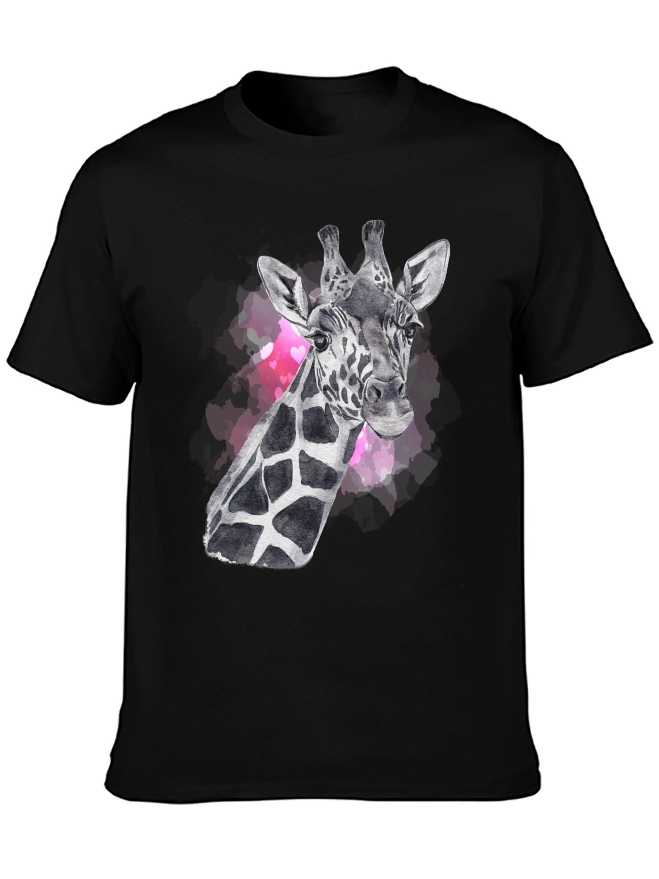 Giraffe Portrait Graphic Tee - Black