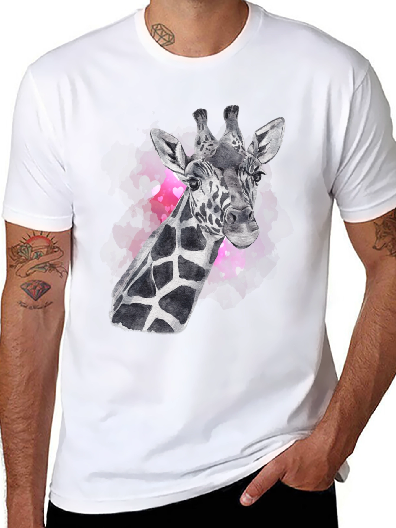 Giraffe Portrait Graphic Tee - Black