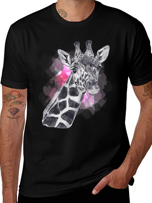 Giraffe Portrait Graphic Tee - Black