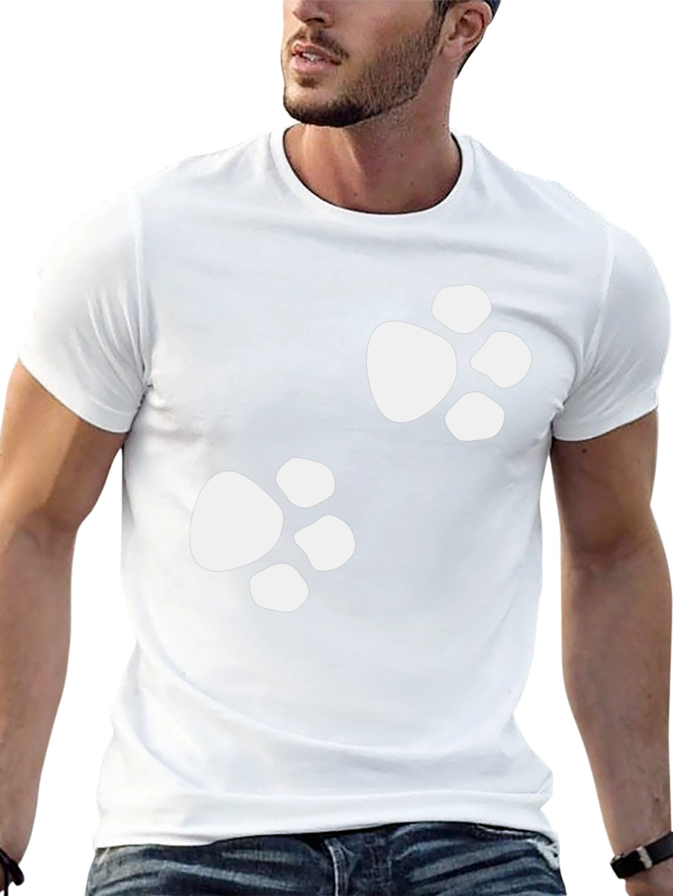 Paw Print Tee - Casual Black Cotton Shirt