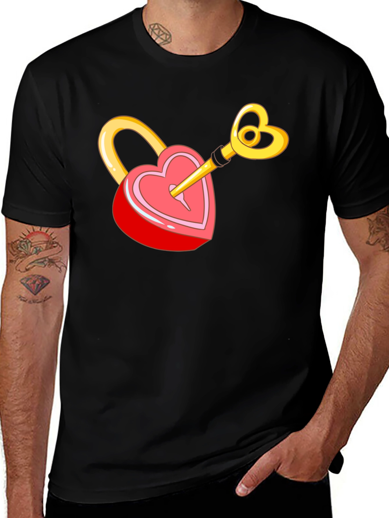 Heart Lock & Key Graphic T-Shirt - Love Unlocked