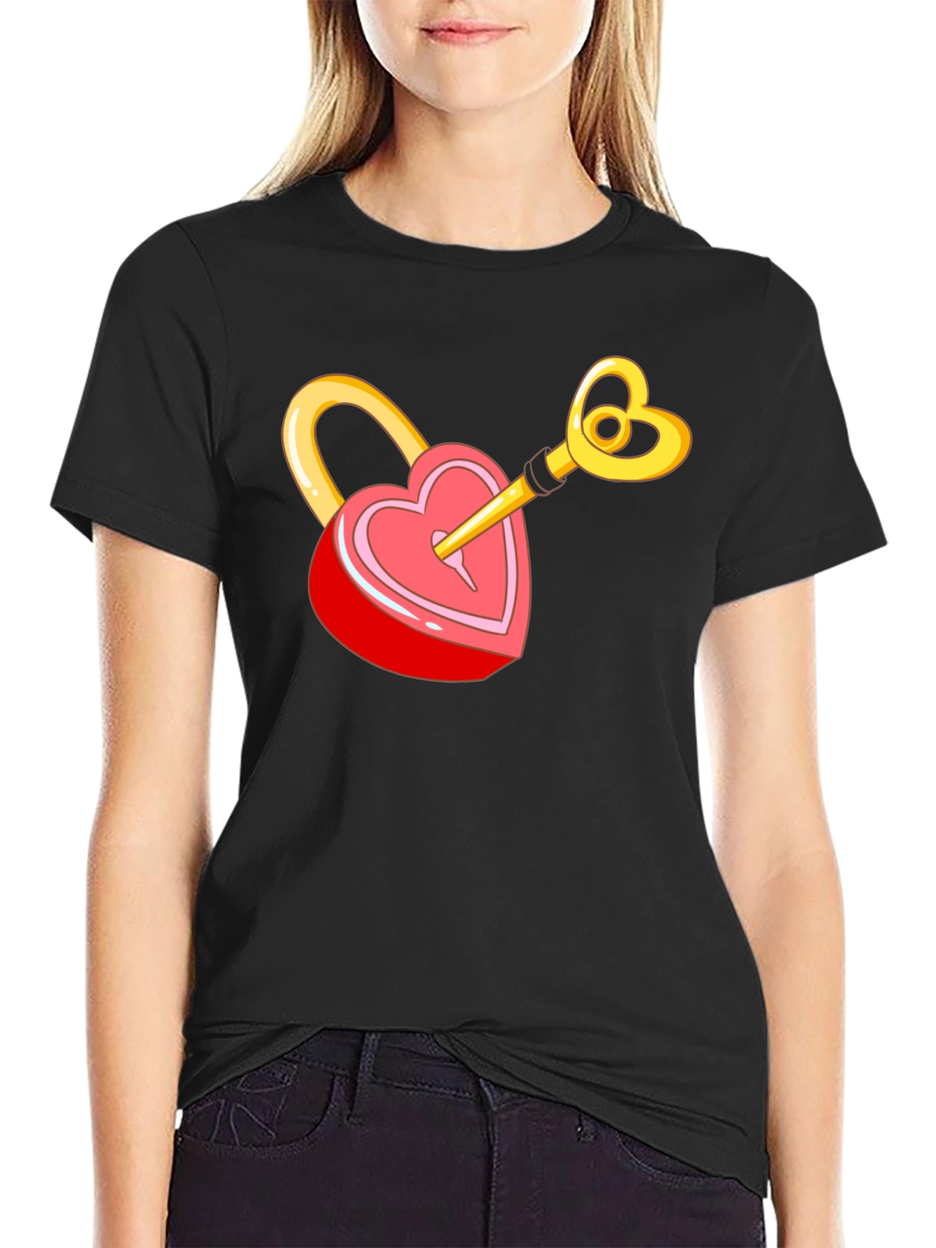 Heart Lock & Key Graphic T-Shirt - Love Unlocked