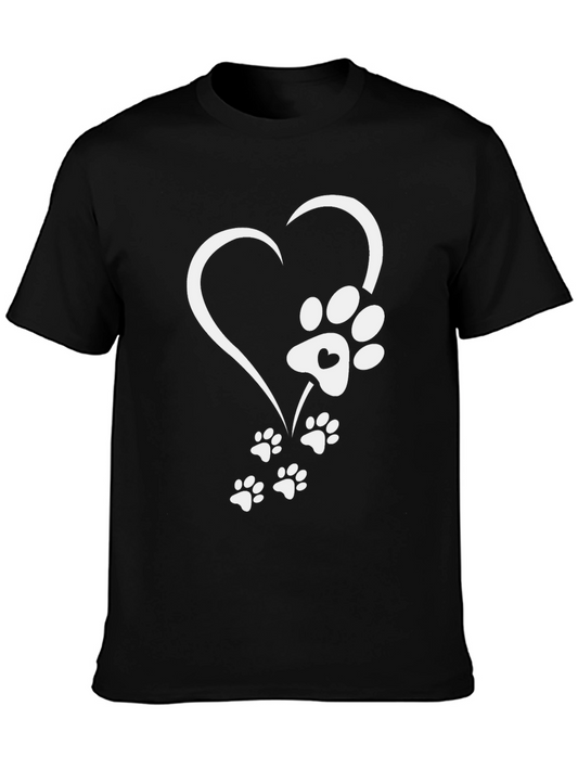 Dog Paw Heart T-Shirt - Black