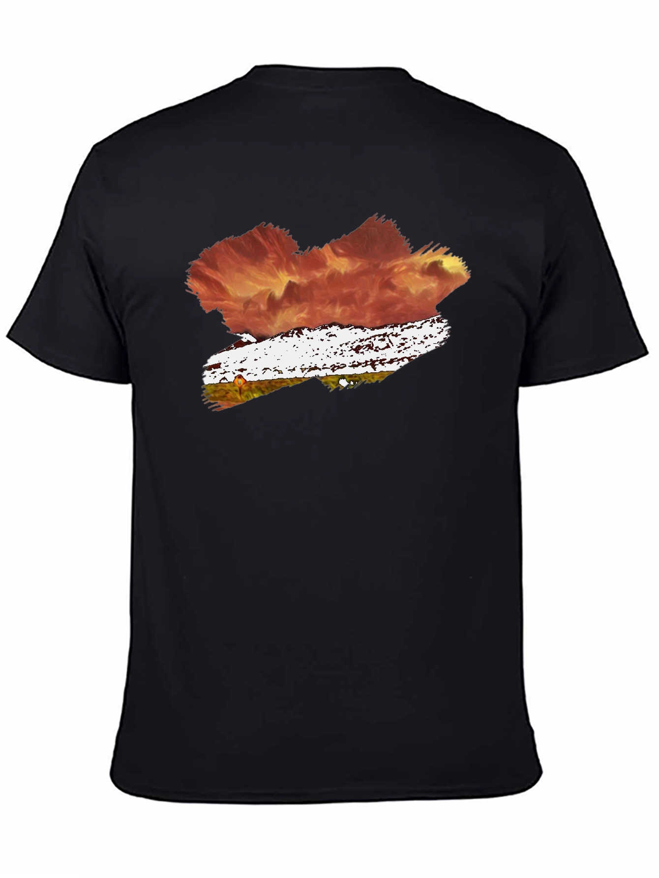 Abstract Brushstroke Graphic Tee - Black
