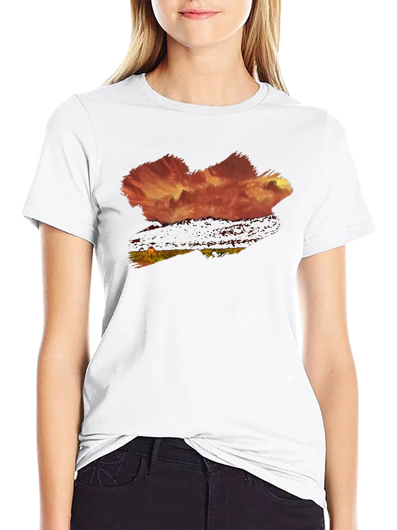 Abstract Brushstroke Graphic Tee - Black