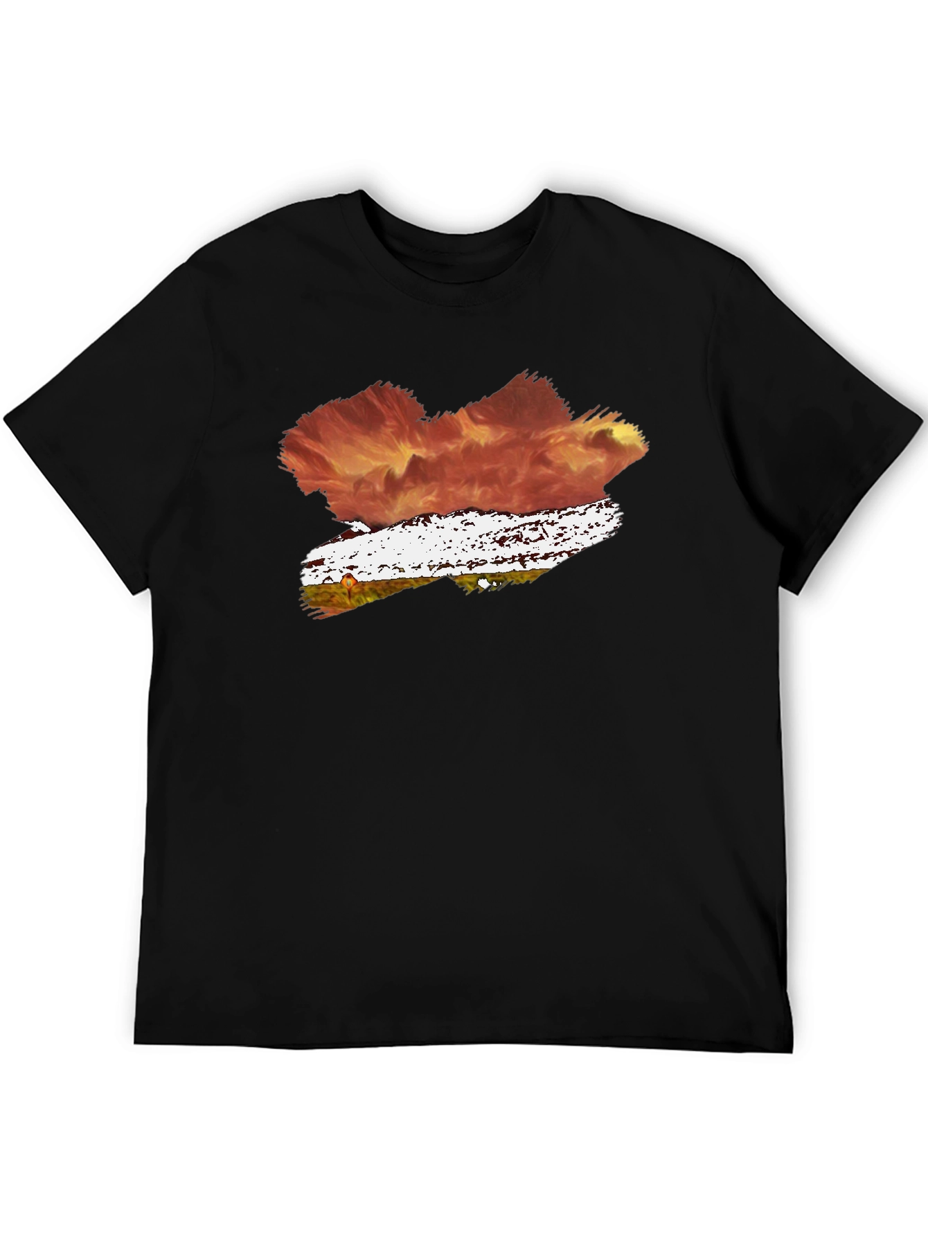 Abstract Brushstroke Graphic Tee - Black