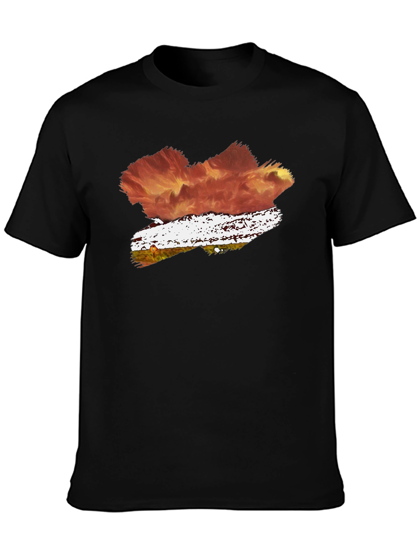 Abstract Brushstroke Graphic Tee - Black