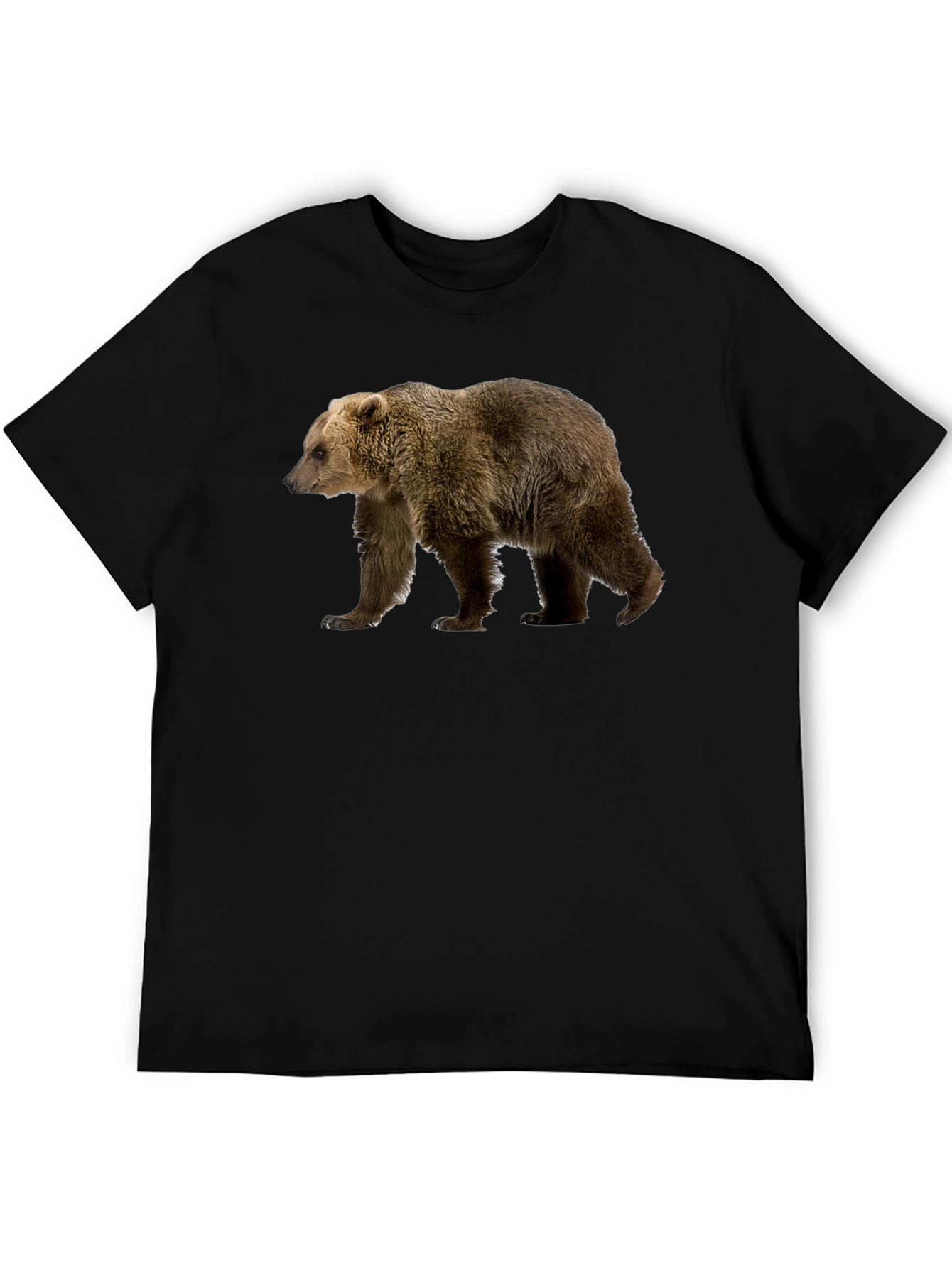 Bear Graphic Print Black T-Shirt