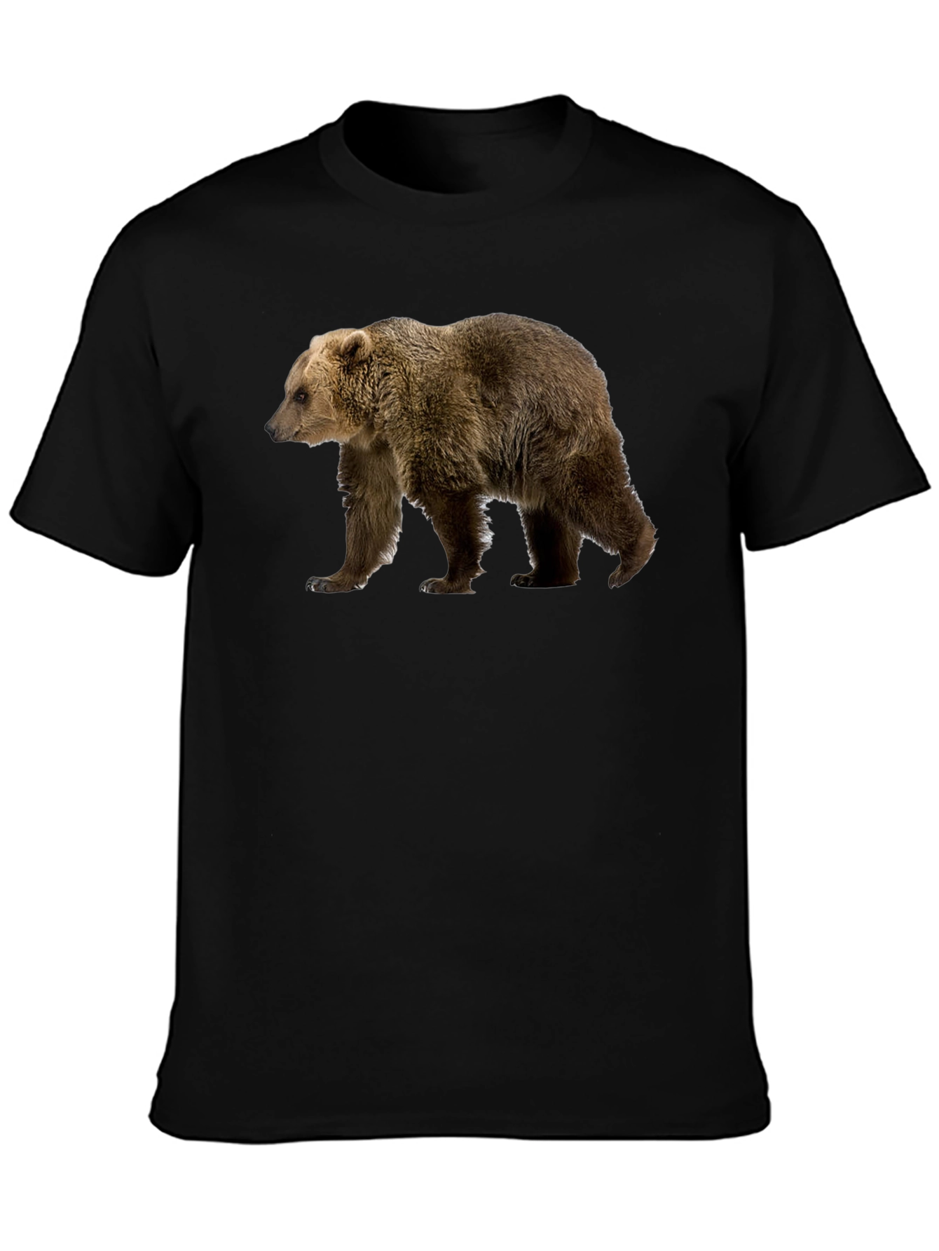 Bear Graphic Print Black T-Shirt