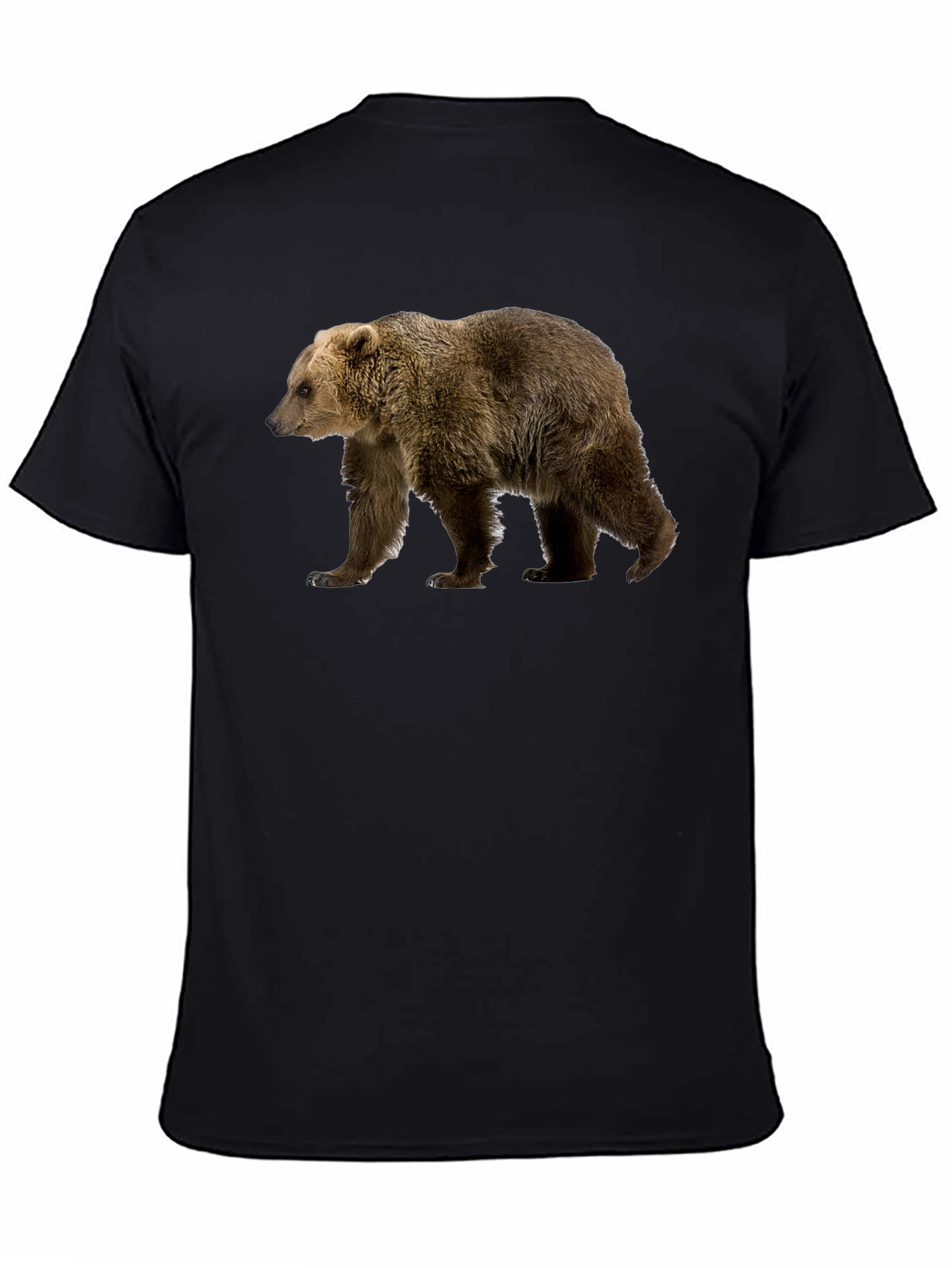 Bear Graphic Print Black T-Shirt